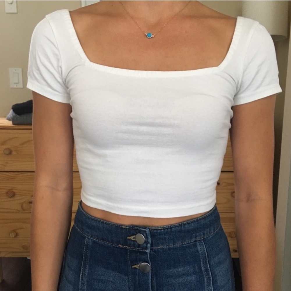 Brandy Melville Square Neckline Crop Tshirt Tee